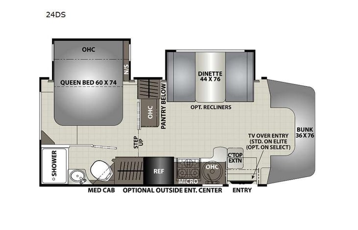 Representative floor plan provided by a trusted RVshare partner.