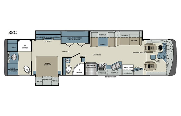 Representative floor plan provided by a trusted RVshare partner.
