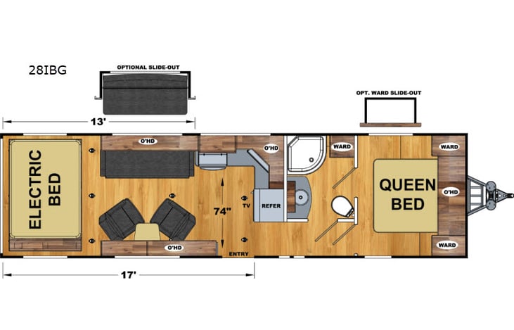 Representative floor plan provided by a trusted RVshare partner.