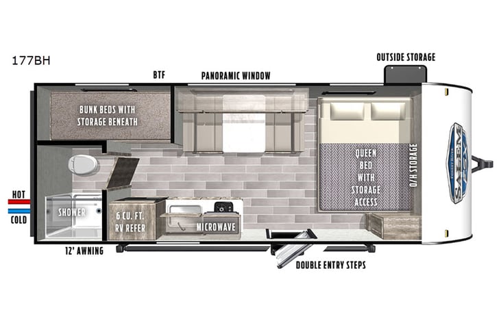 Representative floor plan provided by a trusted RVshare partner.