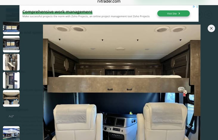 The bunk bed drops down over the drivers area to sleep 2 children complete with a removable ladder for easy access.