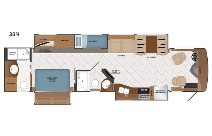 Representative floor plan provided by a trusted RVshare partner.