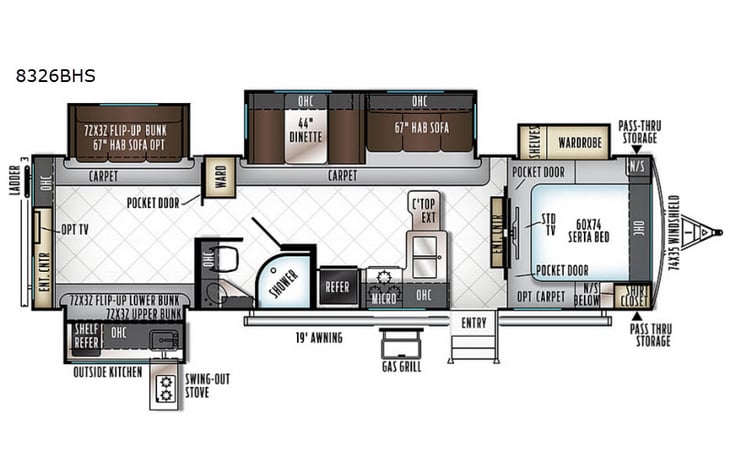 Representative floor plan provided by a trusted RVshare partner.