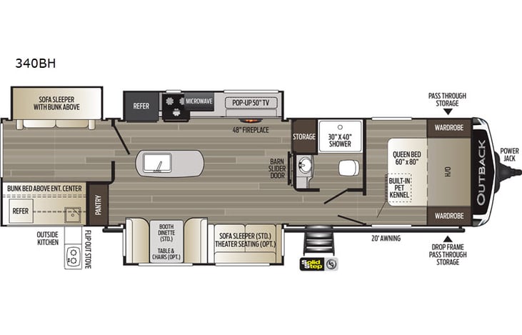 Representative floor plan provided by a trusted RVshare partner.