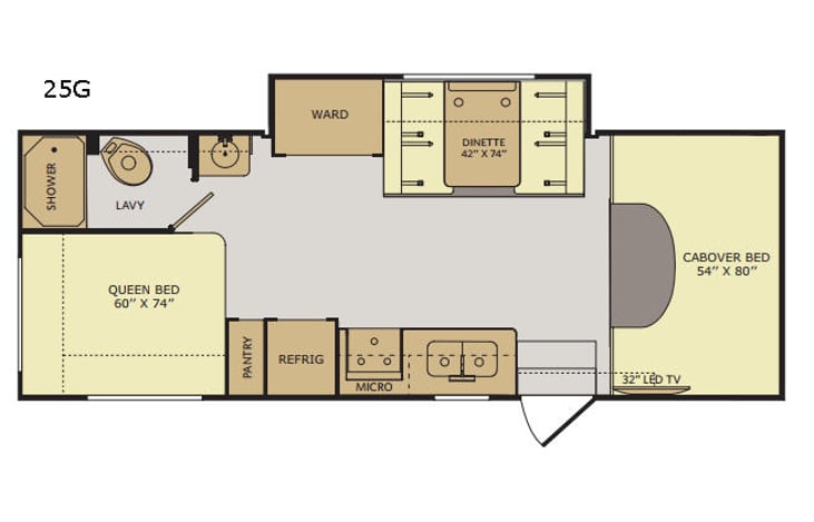 Representative floor plan provided by a trusted RVshare partner.