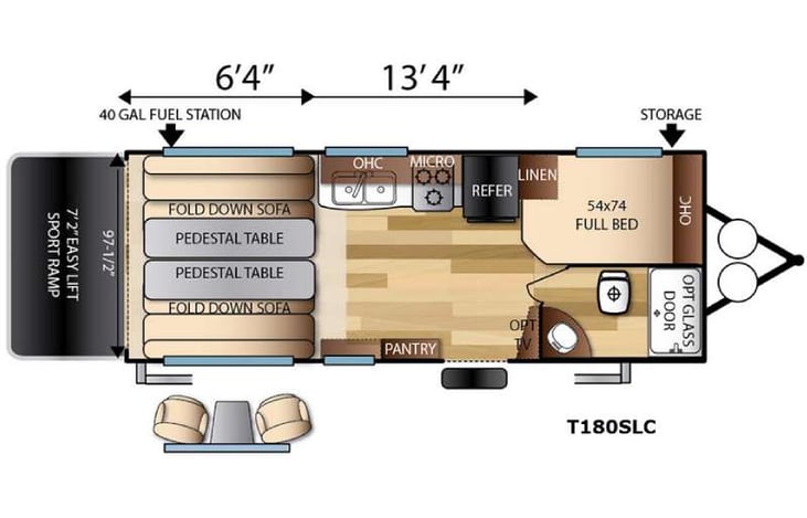 Representative floor plan provided by a trusted RVshare partner.