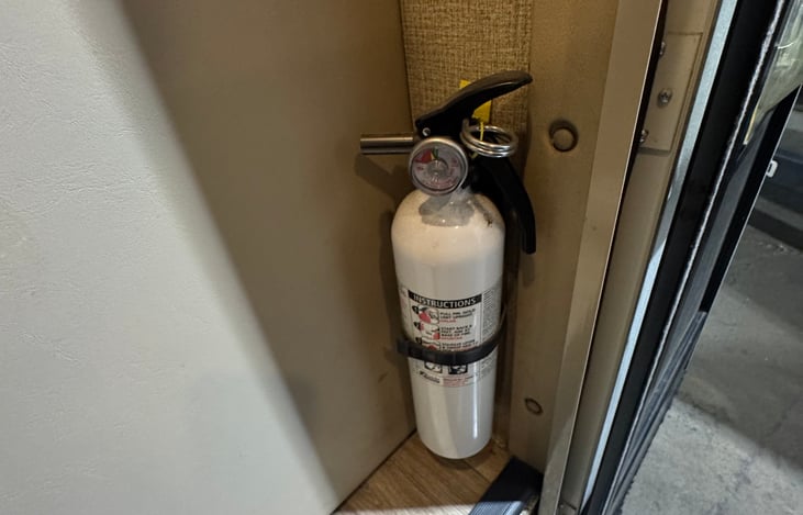 Fire extinguisher always on board. We hope you don’t have to use it, but we always prepare our renters for them to be safe!