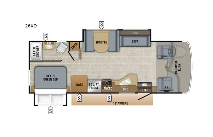 Representative floor plan provided by a trusted RVshare partner.