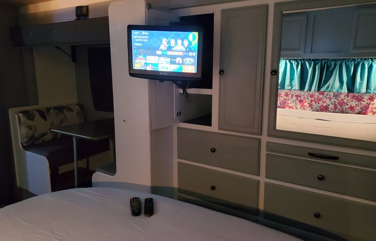 Master bedroom TV with Amazon firestick. Must connect to your own Hotspot.