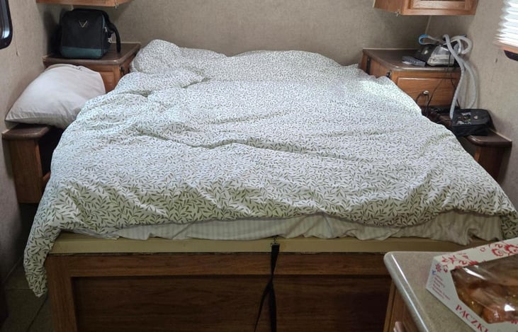 murphy bed opened and ready for sleeping