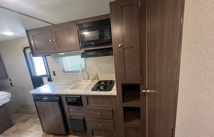 Kitchen with plenty of storage.