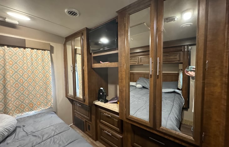 Bedroom storage and TV