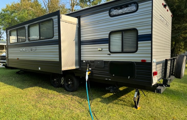 The camper comes with the electric and water hook ups you need! (We also supply a water filter.)