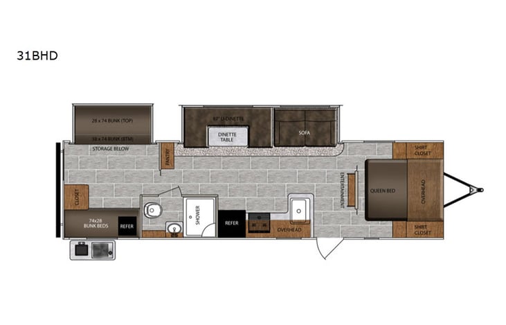 Representative floor plan provided by a trusted RVshare partner.