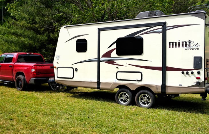We have no problem pulling the RV with a Toyota Tundra.