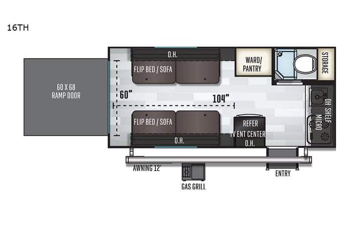 Representative floor plan provided by a trusted RVshare partner.