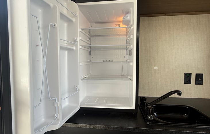 Outdoor fridge and prep area for outdoor grilling