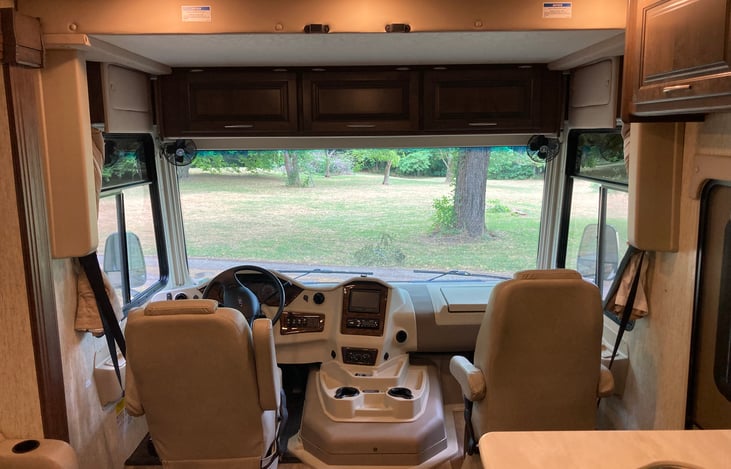 Looking out through front windshield