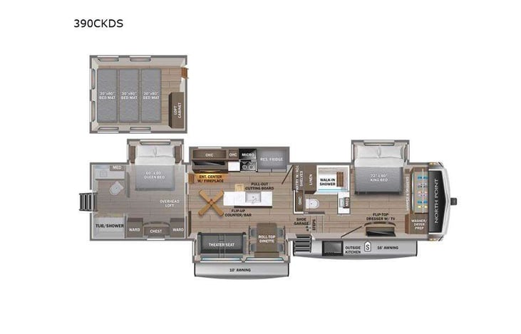 Representative floor plan provided by a trusted RVshare partner.