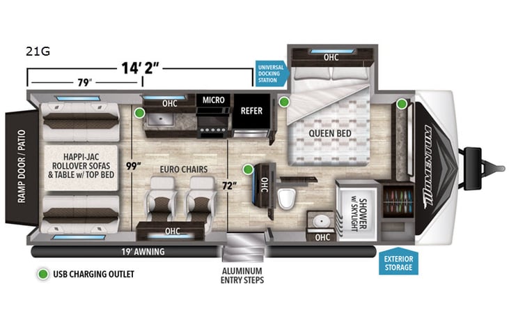 Representative floor plan provided by a trusted RVshare partner.