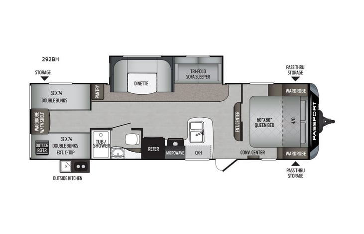Representative floor plan provided by a trusted RVshare partner.