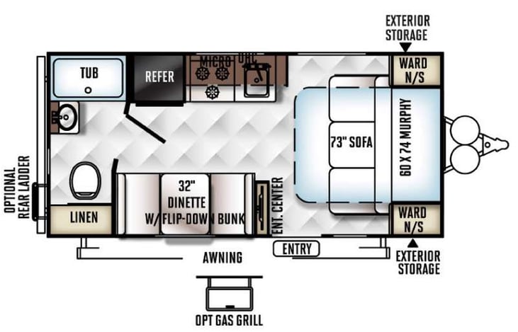 Representative floor plan provided by a trusted RVshare partner.