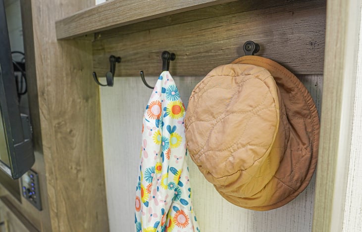 Little camper mud room to hold your jackets and hats.