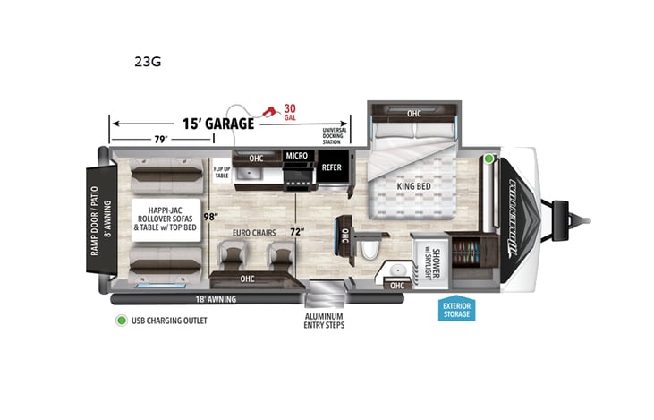 Representative floor plan provided by a trusted RVshare partner.
