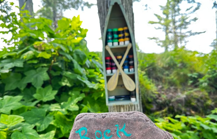 Rock painting station on site!