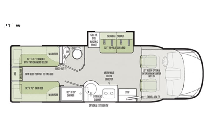 Representative floor plan provided by a trusted RVshare partner.