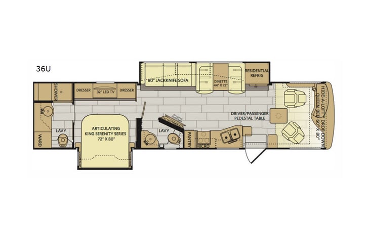 Representative floor plan provided by a trusted RVshare partner.