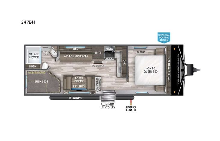 Representative floor plan provided by a trusted RVshare partner.