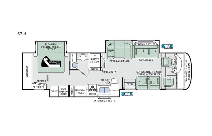 Representative floor plan provided by a trusted RVshare partner.
