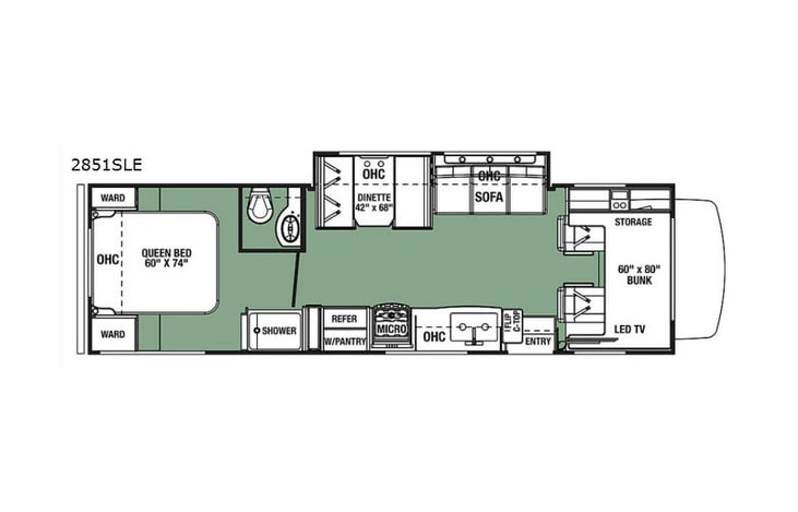 Representative floor plan provided by a trusted RVshare partner.