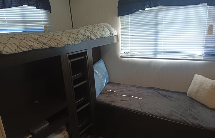 Back bedroom... These are 2 of the 3 fixed twin bunk beds