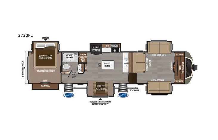 Representative floor plan provided by a trusted RVshare partner.