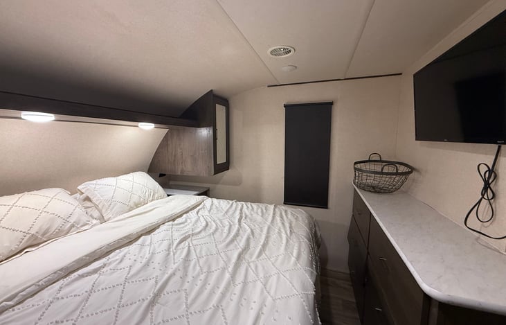 Queen Master Bedroom with Firestick TV.