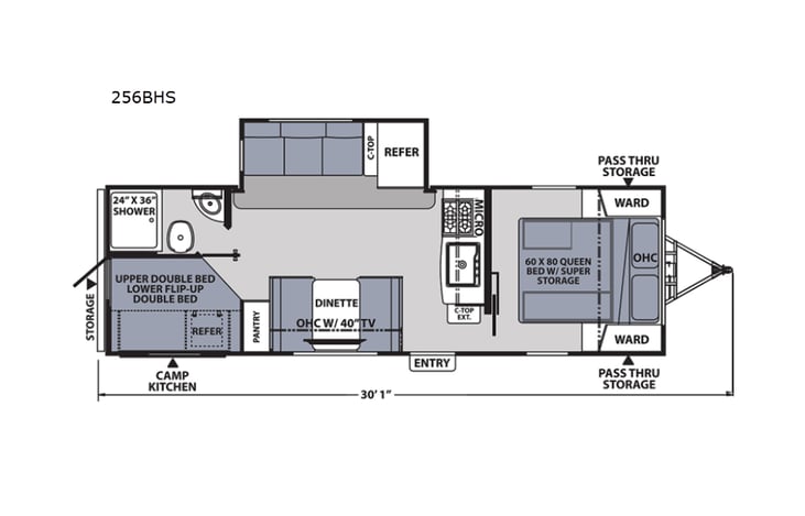Representative floor plan provided by a trusted RVshare partner.
