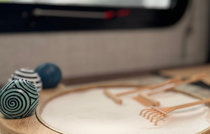 Relax with the zen garden.