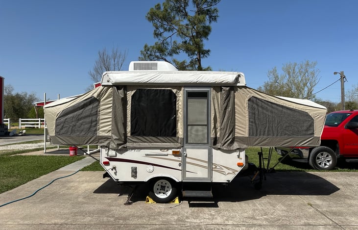 Front side of camper after being popped up.