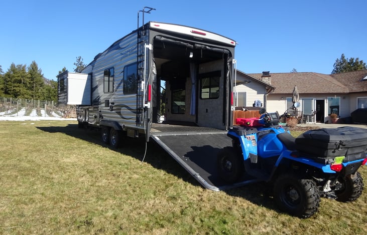 Rear cargo down for easy ATV storage.