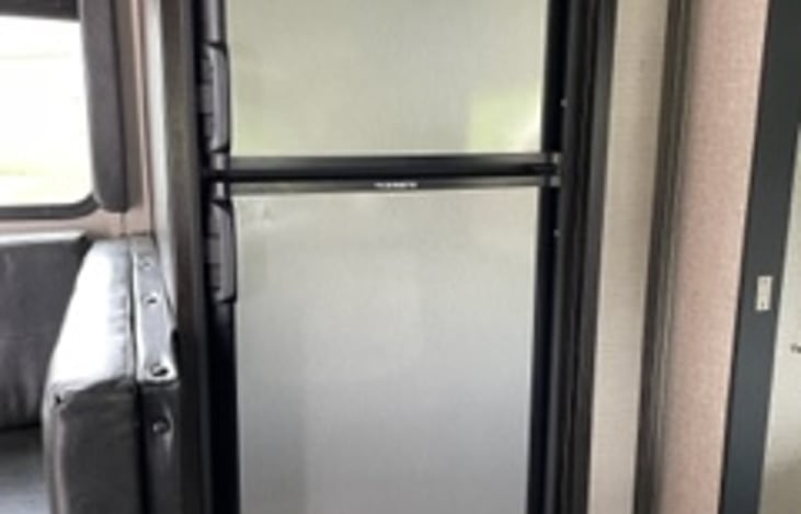 Fridge and freezer with a drawer for your dog bowls below