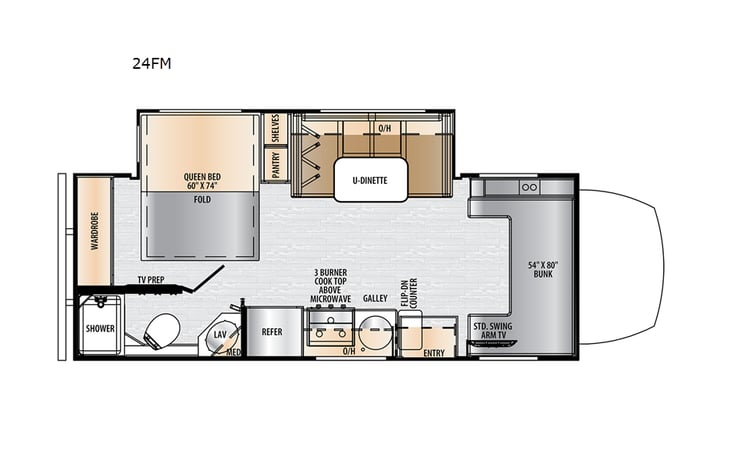 Representative floor plan provided by a trusted RVshare partner.