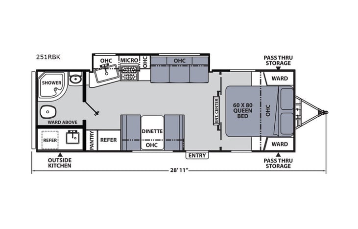 Representative floor plan provided by a trusted RVshare partner.