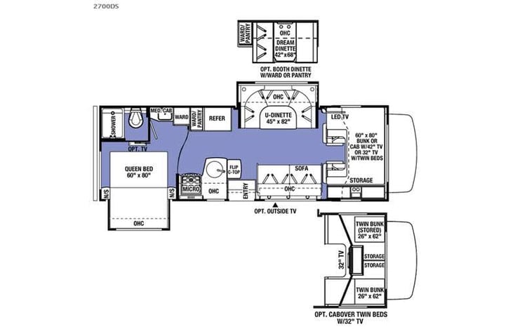 Representative floor plan provided by a trusted RVshare partner.