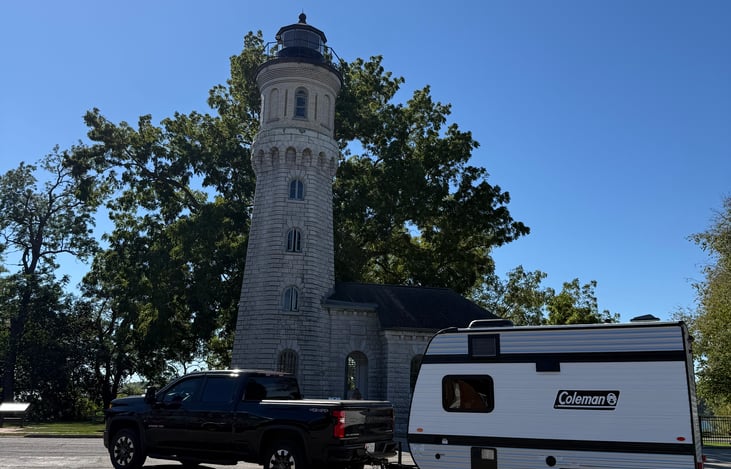 Old Fort Niagara Lighthouse. The camper is definitely parking lot friendly, for sightseeing along the way.
