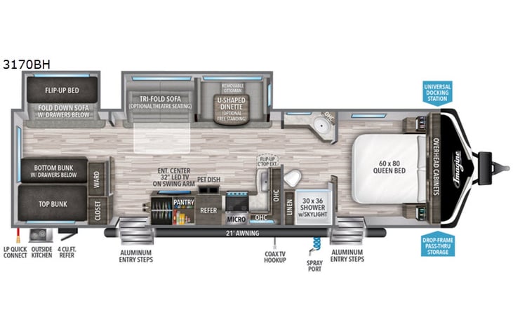 Representative floor plan provided by a trusted RVshare partner.