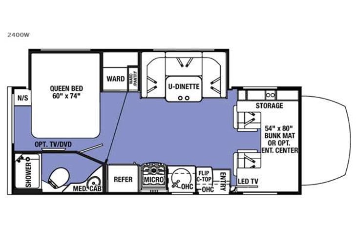 Representative floor plan provided by a trusted RVshare partner.