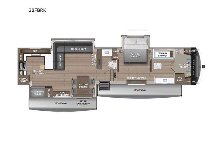 Representative floor plan provided by a trusted RVshare partner.