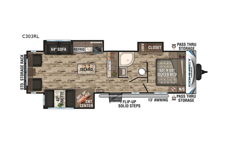 Representative floor plan provided by a trusted RVshare partner.